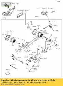 Kawasaki 999940511 zestaw sub-lamp (led) (czarny) - Dół