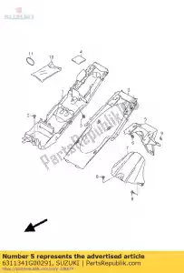 Suzuki 6311341G00291 spatbord, achter rea - Onderkant