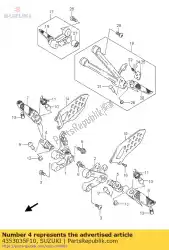 Aqui você pode pedir o suporte, apoio para os pés em Suzuki , com o número da peça 4353035F10: