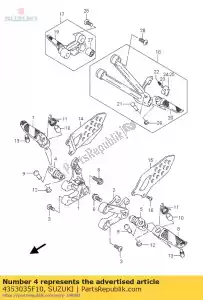 suzuki 4353035F10 suporte, apoio para os pés - Lado inferior