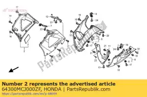 Honda 64300MCJ000ZF conjunto de capucha, r. medio (wl) - Lado inferior
