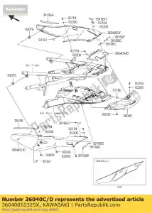 Kawasaki 36040010325X cover-tail, lh, m.m. grijs - Onderkant