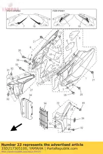 yamaha 33D217305100 zijdeksel samenstel 3 - Onderkant