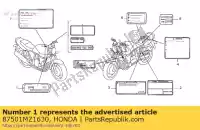 87501MZ1630, Honda, etichetta, registrati honda cbr  f cb super four cb1000f 1000 , Nuovo