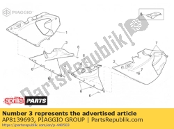 Aprilia AP8139693, Carenado interno derecho negro, OEM: Aprilia AP8139693