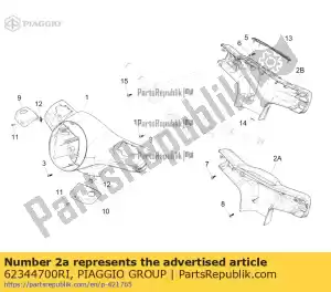 Piaggio Group 62344700RI rear handlebars cover - Bottom side