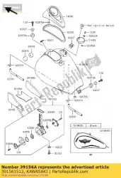 Here you can order the pad,fuel tank,cnt from Kawasaki, with part number 391561513: