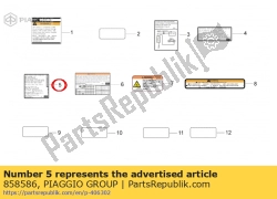 Aprilia 858586, Etiqueta de control de emisiones, OEM: Aprilia 858586