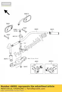 Kawasaki 460910018 controle de montagem de caixa, - Lado inferior