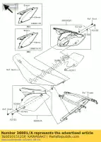 36001015125P, Kawasaki, ok?adka, lewa, góra grn + lo kawasaki kx  f kx250f 250 , Nowy
