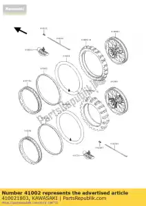 Kawasaki 410021803 pneu, fr, 80 / 100-21 (bs) - Lado inferior