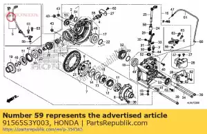 Honda 91565S3Y003 clipe, acoplador (cinza) - Lado inferior