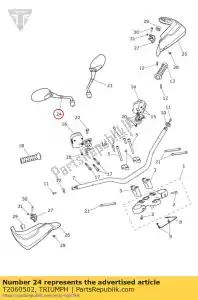 triumph T2060502 espelho assy rh - Lado inferior