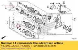 Ici, vous pouvez commander le bague sertie, 24x1,6 auprès de Honda , avec le numéro de pièce 44319SC2003: