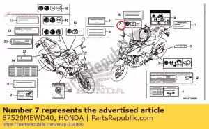 Honda 87520MEWD40 label, vrachtlimiet (5.0) - Onderkant