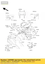 Ici, vous pouvez commander le couvercle, capot intérieur, lh, g zx600-e1 auprès de Kawasaki , avec le numéro de pièce 140901358C4: