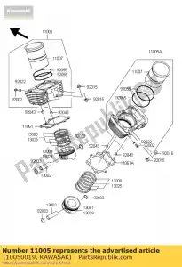 Kawasaki 110050019 cylinder-engine,fr - Bottom side