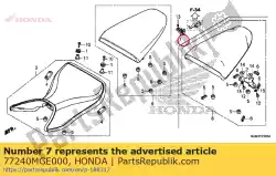 Tutaj możesz zamówić hak, zaczep siedzenia od Honda , z numerem części 77240MGE000: