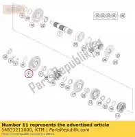 54833211000, KTM, pignon fou 1. g, z = 32 gasgas husqvarna ktm  exc freeride xc xcf 250 300 350 2011 2012 2013 2014 2015 2016 2017 2018 2019 2020 2021 2022, Nouveau