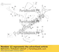 B043243, Piaggio Group, Base de rétroviseur gauche aprilia  rs rs4 zd4kc000 zd4kra00 zd4tk0008, zd4vx000, zd4tk0000 zd4tw000 zd4xaa00 50 125 2011 2012 2013 2014 2016 2017 2018 2019 2020 2021 2022, Nouveau