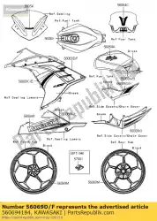 Here you can order the pattern,cowling,rr,lh ex300bef from Kawasaki, with part number 560694184: