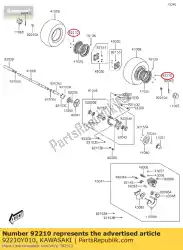 Ici, vous pouvez commander le écrou, 10 mm ksf50b7f auprès de Kawasaki , avec le numéro de pièce 92210Y010: