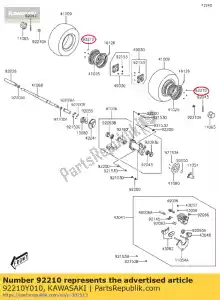 kawasaki 92210Y010 écrou, 10 mm ksf50b7f - La partie au fond