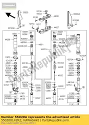 Ici, vous pouvez commander le garde, fourchette, rh, blanc auprès de Kawasaki , avec le numéro de pièce 550200142RZ: