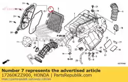 Tutaj możesz zamówić pokrywa pokrywy, filtr powietrza od Honda , z numerem części 17260KZZ900: