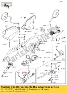 kawasaki 131681756 01 hendel, choke - Onderkant