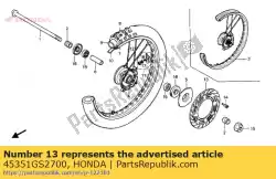 Aqui você pode pedir o disco de freio em Honda , com o número da peça 45351GS2700: