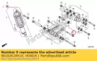 90102K28910, Honda, parafuso, flange, 10x95 honda crf  fb f crf125fb lw crf125f sw 125 , Novo