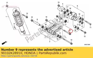 Honda 90102K28910 parafuso, flange, 10x95 - Lado inferior