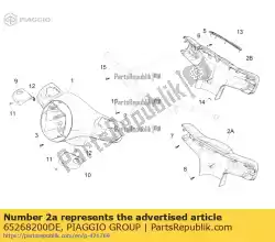 Ici, vous pouvez commander le couvercle de guidon arrière auprès de Piaggio Group , avec le numéro de pièce 65268200DE: