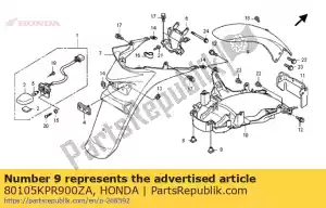 honda 80105KPR900ZA fender c, rr. * nh1 * (nh1 preto) - Lado inferior