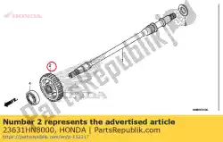 Ici, vous pouvez commander le engrenage, transmission finale (38t) auprès de Honda , avec le numéro de pièce 23631HN8000: