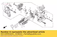 43110MAJG41, Honda, wspornik komp., rr. calipe honda st pan european a  st1100a 1100 , Nowy