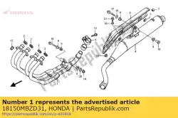 Ici, vous pouvez commander le coudes d'échappement 4 en 1 auprès de Honda , avec le numéro de pièce 18150MBZD31: