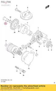 Suzuki 1632229F00 eixo, bomba de óleo - Lado inferior