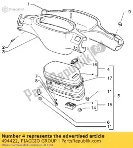 Piaggio Group 494422 glass - Bottom side