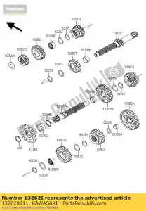 kawasaki 132620911 versnelling, ingang 5e, 24t klx125ccf - Onderkant