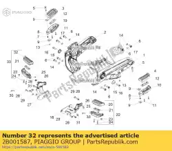 Here you can order the rh rear footrests rubber from Piaggio Group, with part number 2B001587: