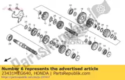 Here you can order the gear, mainshaft second (2 from Honda, with part number 23431MEG640: