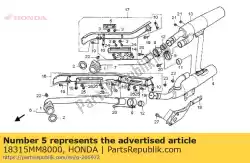 onderklep, ex. Pijp van Honda, met onderdeel nummer 18315MM8000, bestel je hier online: