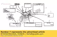 87565KEB620ZA, Honda, geen beschrijving beschikbaar op dit moment honda ca 125 1997, Nieuw