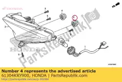 Aqui você pode pedir o borracha, montagem da caixa do farol em Honda , com o número da peça 61304KRY900: