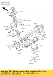 bout, met flens, 8x60 kx85a6f van Kawasaki, met onderdeel nummer 921531012, bestel je hier online: