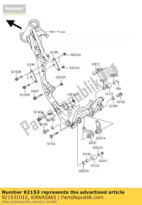 kawasaki 921531012 bout, met flens, 8x60 kx85a6f - Onderkant