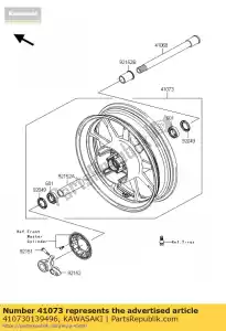 Kawasaki 410730139496 roue-assy, ??fr, p. argent - La partie au fond