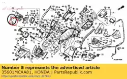 Ici, vous pouvez commander le bouton, sélection de mode auprès de Honda , avec le numéro de pièce 35601MCAA81: